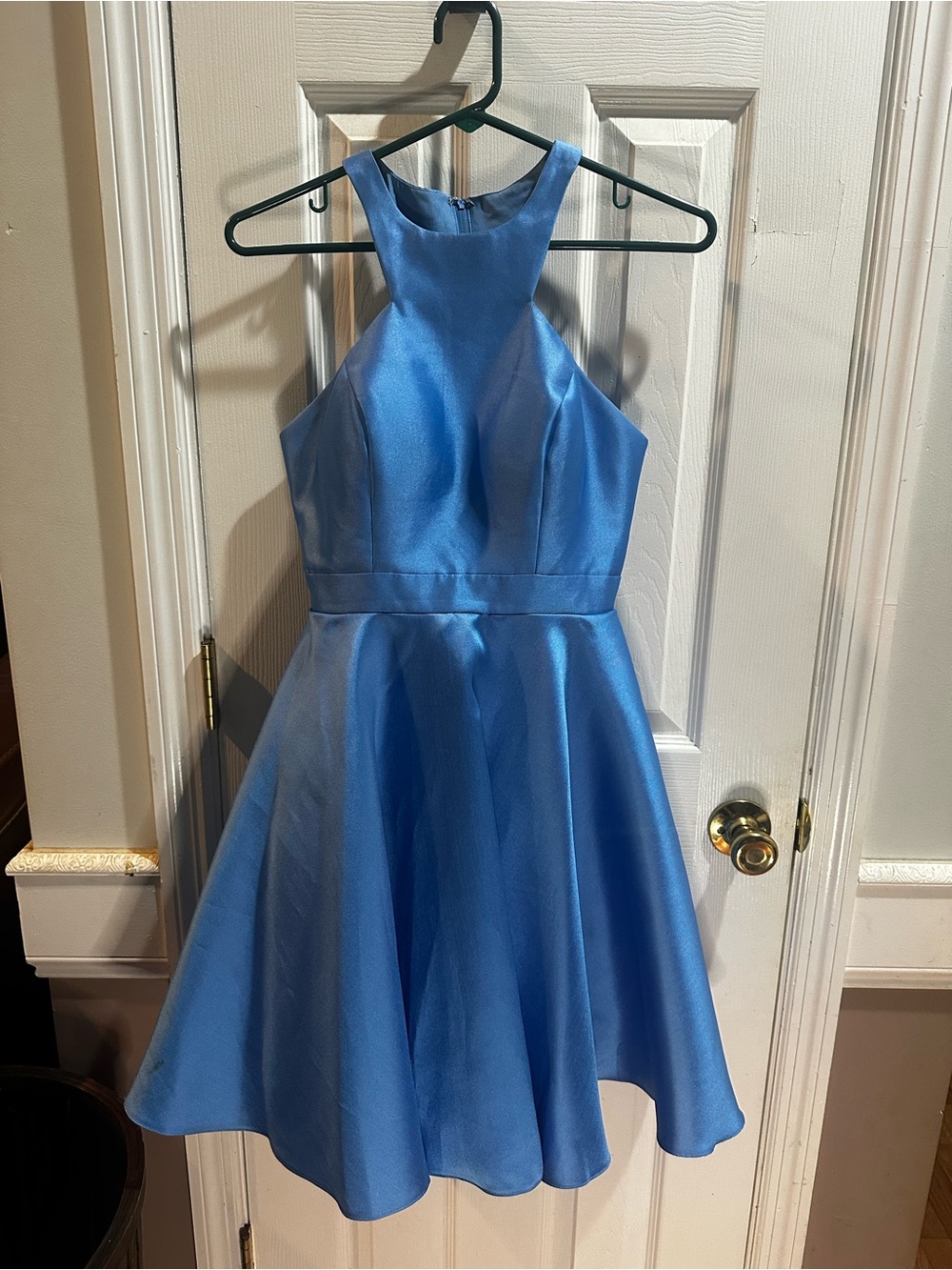 Sherri Hill Blue Cocktail Dress Layered High Neck Back Cutout Short Prom Dance 4